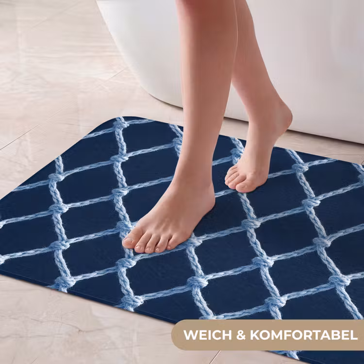 Visnet - Touw - Patroon - Marineblauw Badmat middel 997 -USP_ZachtDE