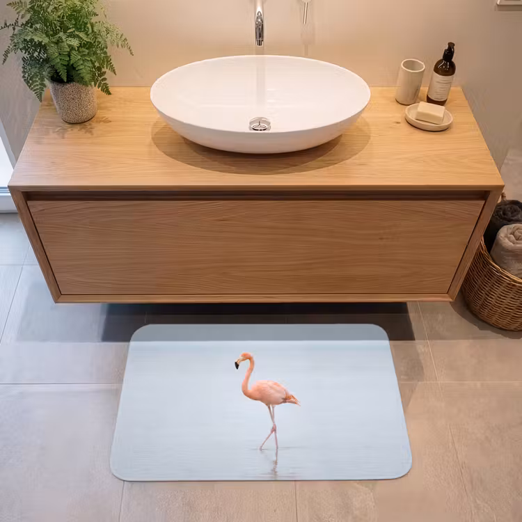 Flamingo - Zee - Roze Badmat middel -sfeer1