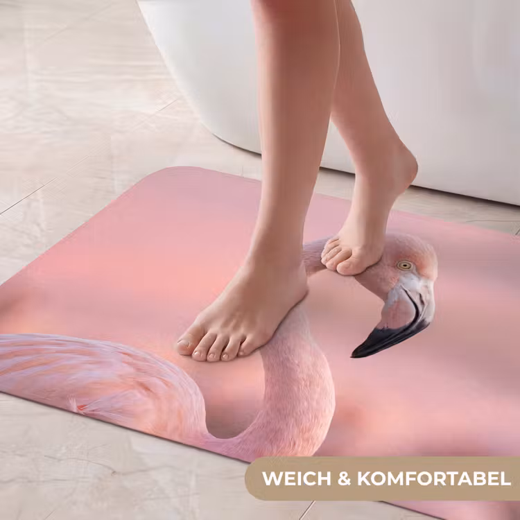 Flamingo - Portret - Roze Badmat middel -USP_ZachtDE