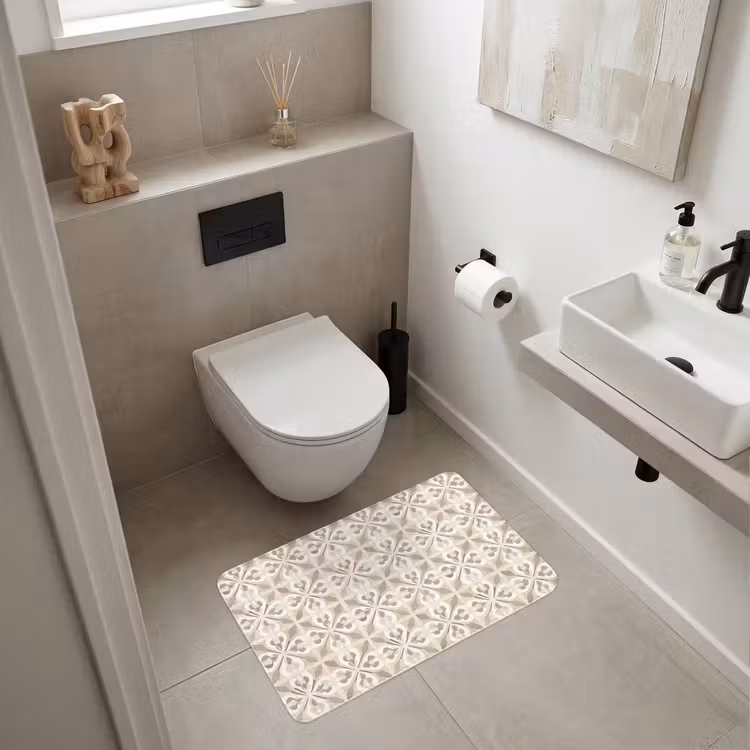 Tegel - Motief - Beige Badmat middel 997 -sfeer4