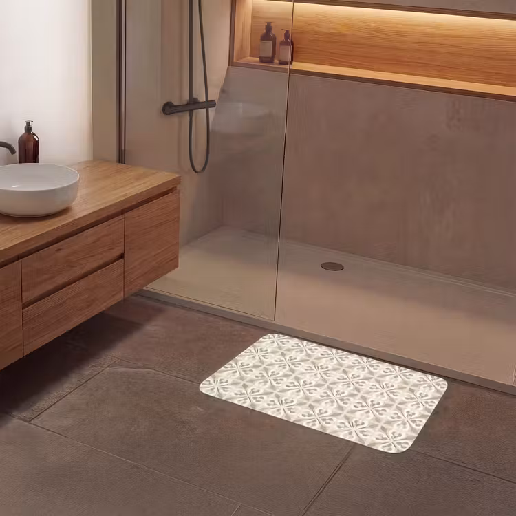 Tegel - Motief - Beige Badmat middel 997 -sfeer2