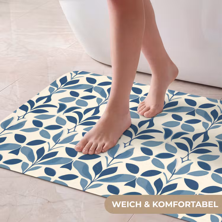 Flora - Modern - Blauw Badmat middel 997 -USP_ZachtDE