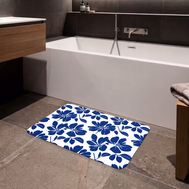 Floraal - Modern - Blauw Badmat middel 997 -sfeer3