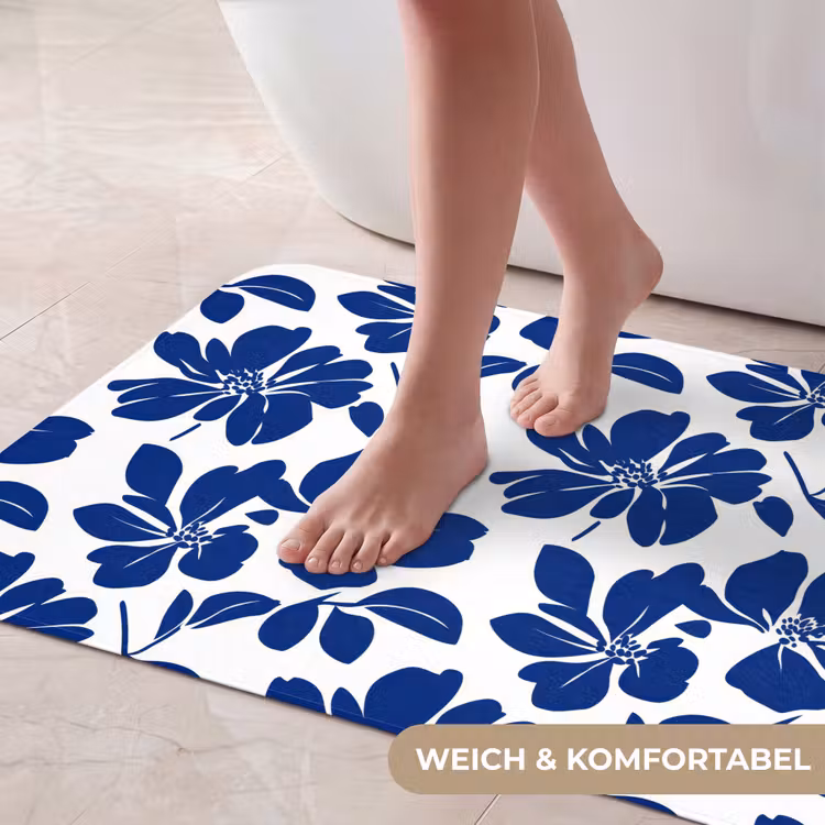 Floraal - Modern - Blauw Badmat middel 997 -USP_ZachtDE