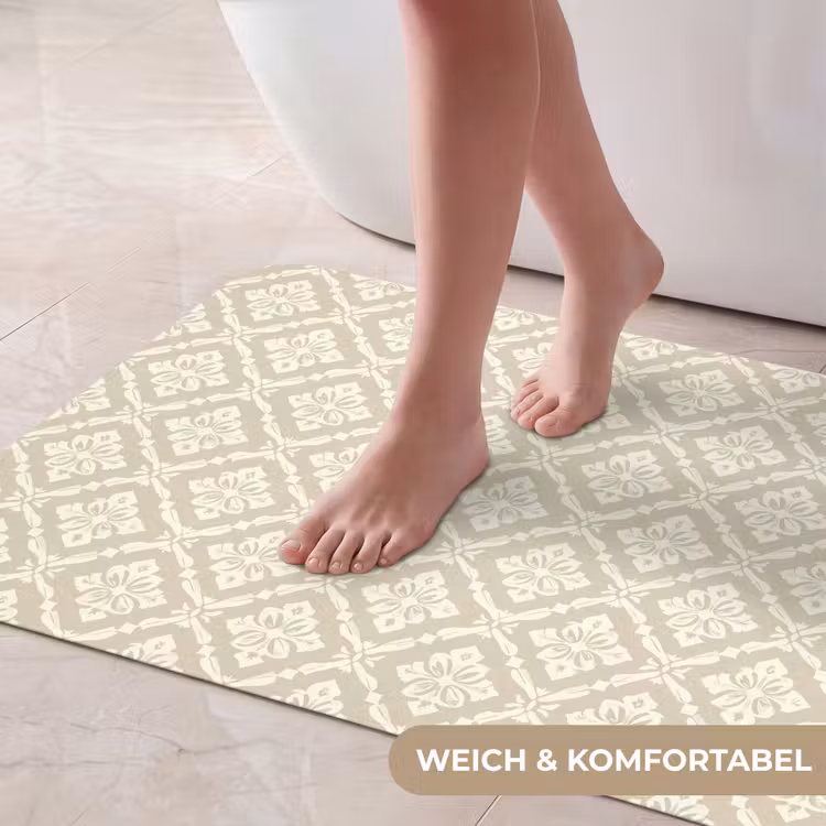 Floraal - Ornament - Beige Badmat middel 997 -USP_ZachtDE
