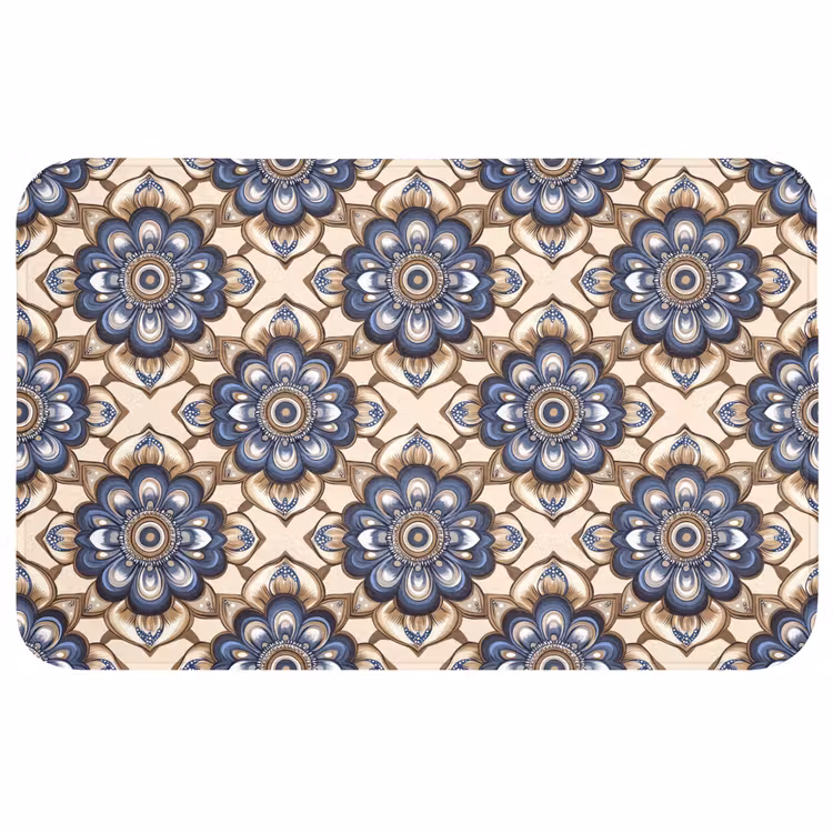 Floraal - Ornament - Blauw Badmat middel 997 -3d