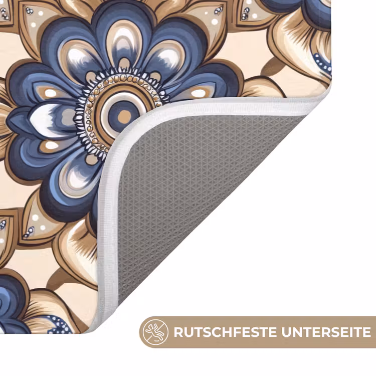 Floraal - Ornament - Blauw Badmat middel 997 -USP_AntislipDE