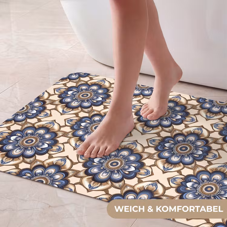 Floraal - Ornament - Blauw Badmat middel 997 -USP_ZachtDE