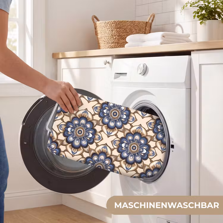 Floraal - Ornament - Blauw Badmat middel 997 -USP_WasbaarDE