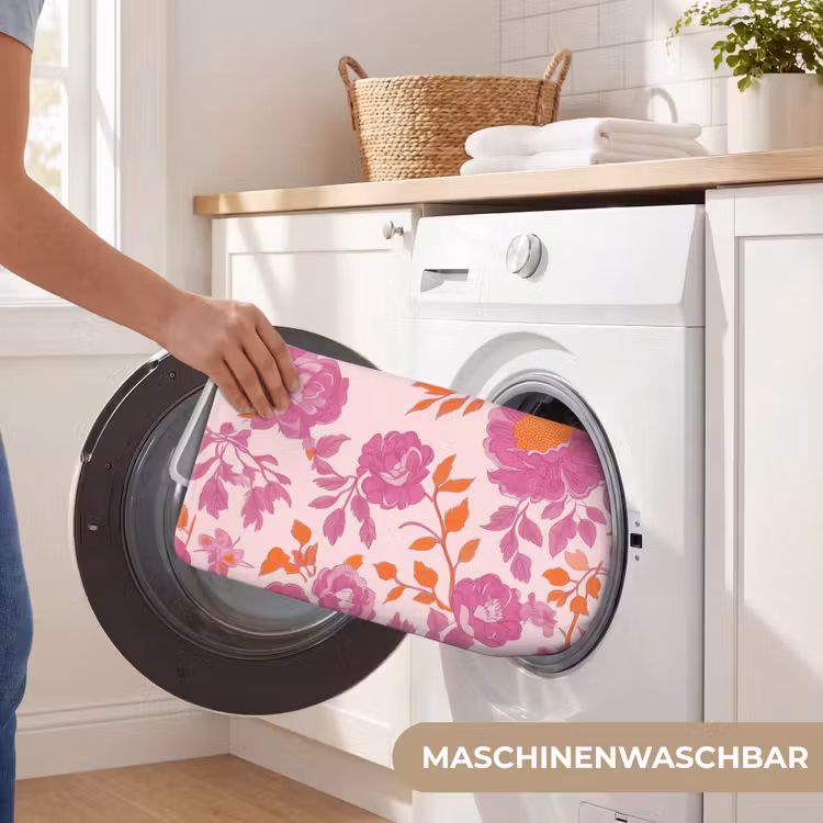 Bloemenpatroon - Roze - Oranje - Bloemen Badmat middel -USP_WasbaarDE