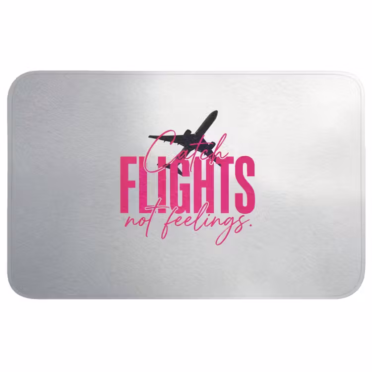 Catch flights not feelings - Vliegtuig - Roze Badmat middel -3d