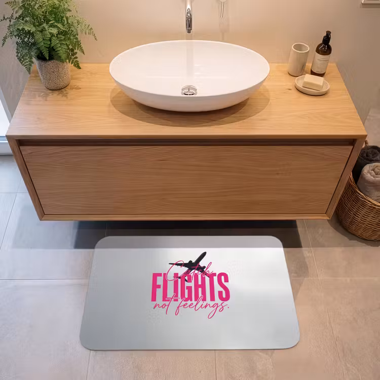 Catch flights not feelings - Vliegtuig - Roze Badmat middel -sfeer1