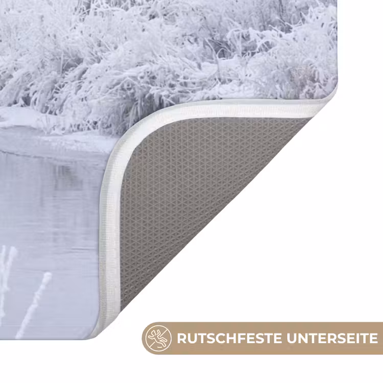 Rivier - Sneeuw - Bos - Winter - Schilderachtig Badmat middel -USP_AntislipDE