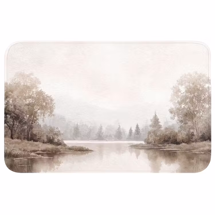 Rivierlandschap - Minimalistisch - Aardetinten Badmat middel -3d