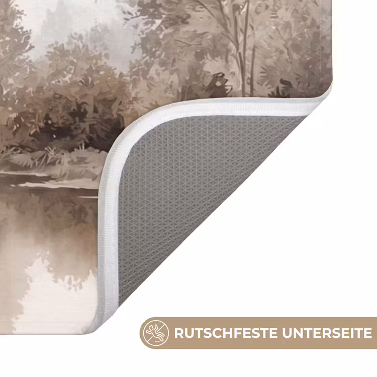 Rivierlandschap - Minimalistisch - Aardetinten Badmat middel -USP_AntislipDE