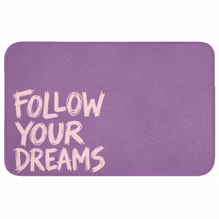 Follow your dreams - Paars - Penseeltextuur Badmat middel -3d