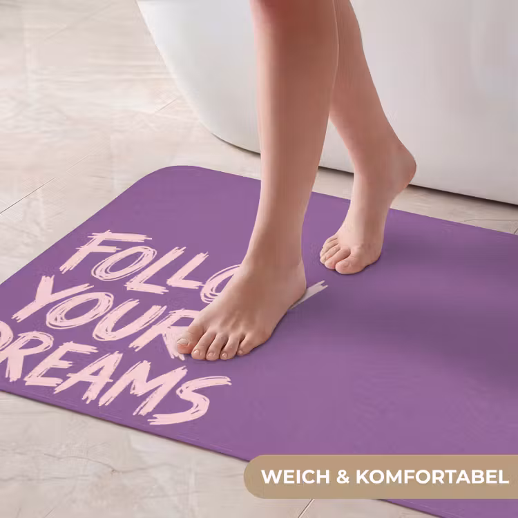 Follow your dreams - Paars - Penseeltextuur Badmat middel -USP_ZachtDE