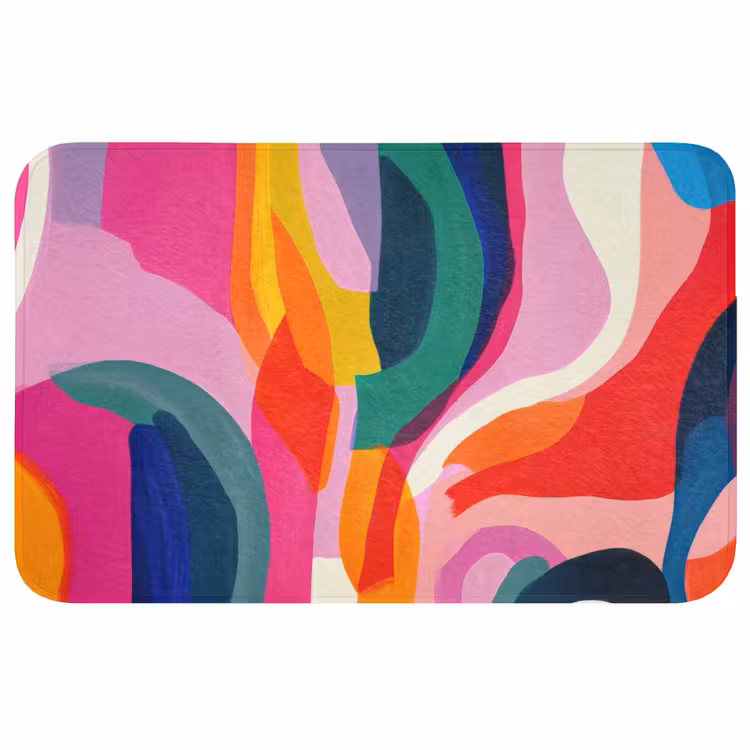 Vormen - Golvend - Abstract - Felroze Badmat middel -3d