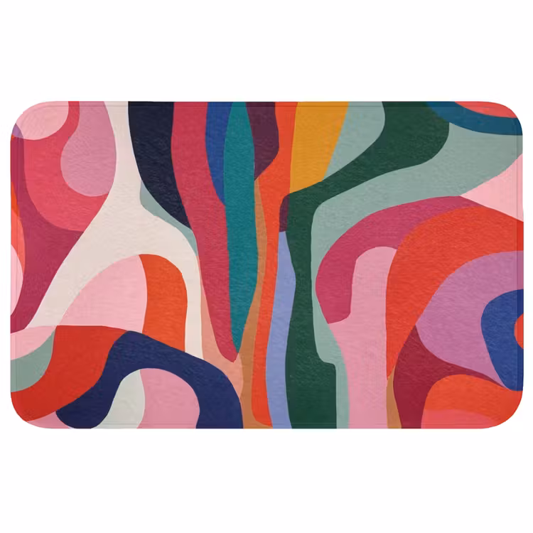 Vormen - Bochten - Kleurrijk - Abstract Badmat middel -3d