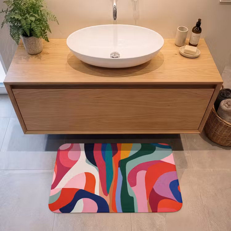 Vormen - Bochten - Kleurrijk - Abstract Badmat middel -sfeer1