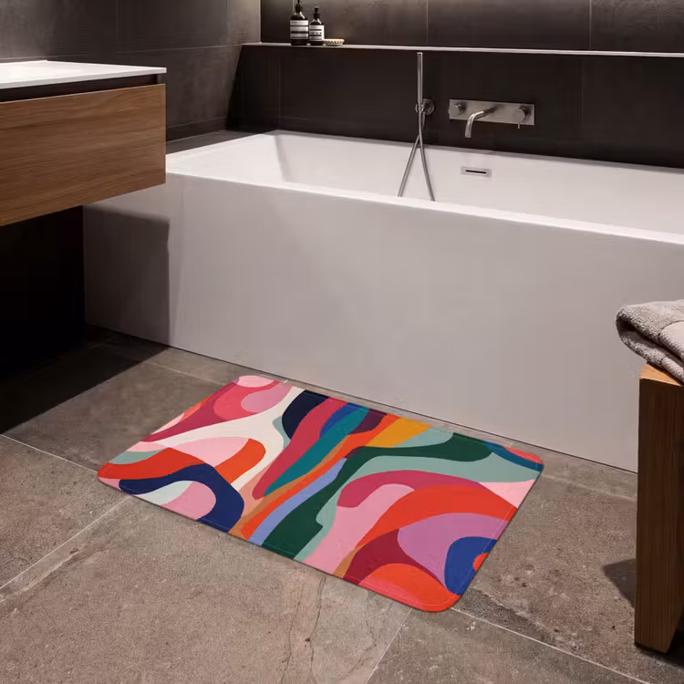 Vormen - Bochten - Kleurrijk - Abstract Badmat middel -sfeer3