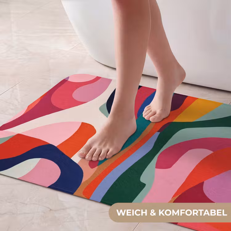 Vormen - Bochten - Kleurrijk - Abstract Badmat middel -USP_ZachtDE