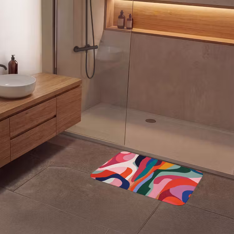Vormen - Bochten - Kleurrijk - Abstract Badmat middel -sfeer2