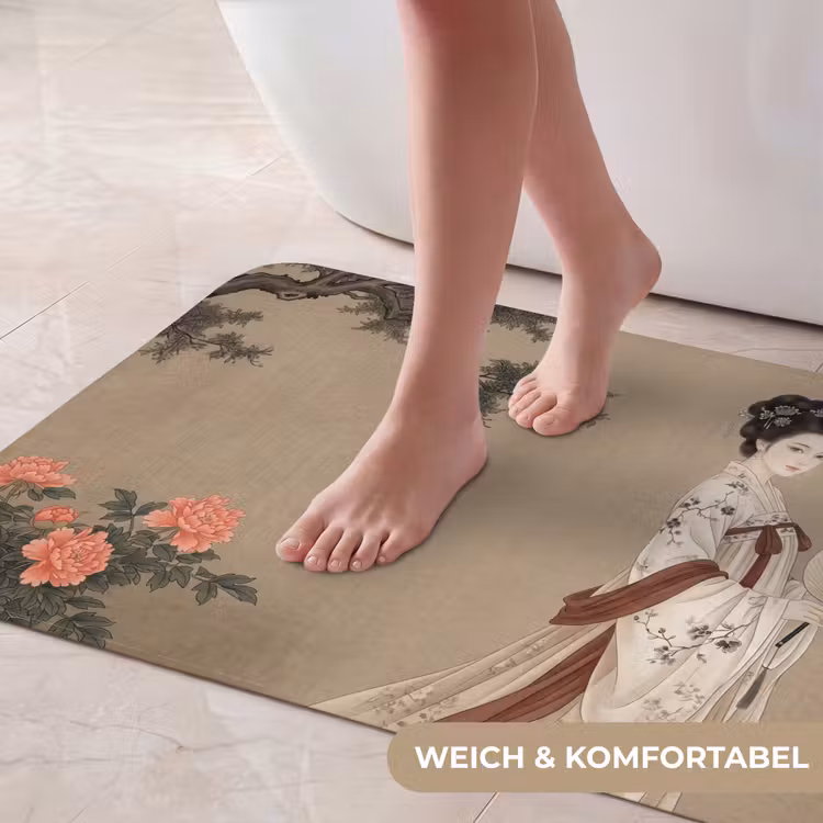 Vrouw - Azië - Kunst - Beige Badmat middel -USP_ZachtDE