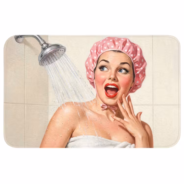 Vrouw - Douche - Roze Badmat middel -3d