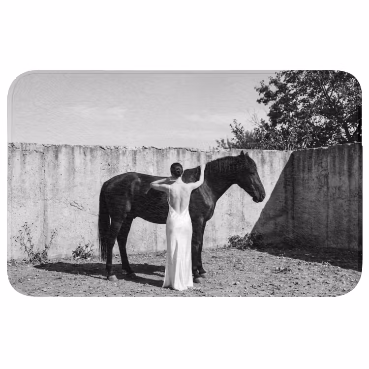 Vrouw - Paard - Artistiek Badmat middel -3d