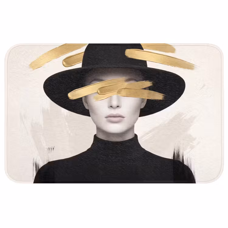 Vrouw - Portret - Modern - Goud - Kunst Badmat middel -3d