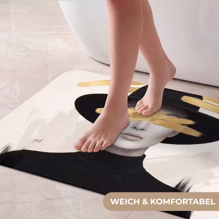 Vrouw - Portret - Modern - Goud - Kunst Badmat middel -USP_ZachtDE