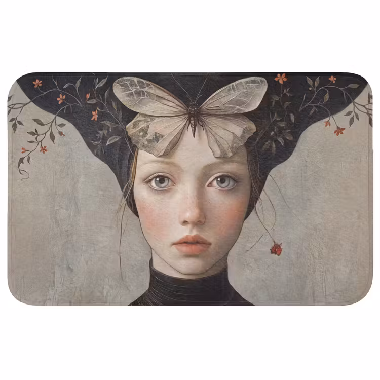 Woman - Butterfly - Art - Classic - Muted Badmat middel -3d