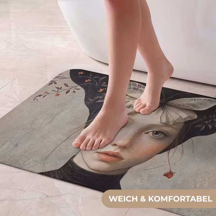 Woman - Butterfly - Art - Classic - Muted Badmat middel -USP_ZachtDE