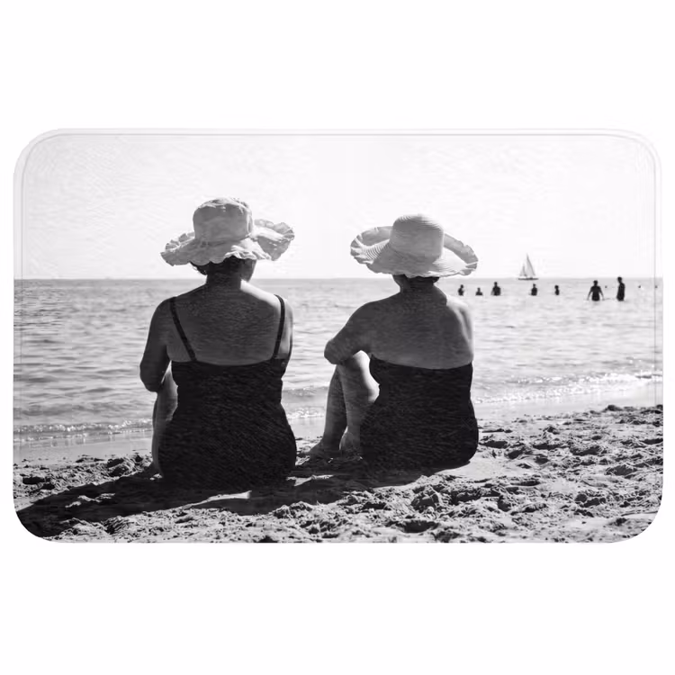 Vrouwen - Zonnehoed - Strand - Zwart - Wit Badmat middel -3d