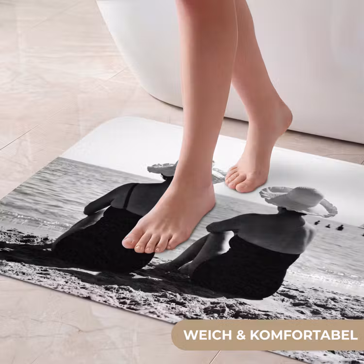 Vrouwen - Zonnehoed - Strand - Zwart - Wit Badmat middel -USP_ZachtDE