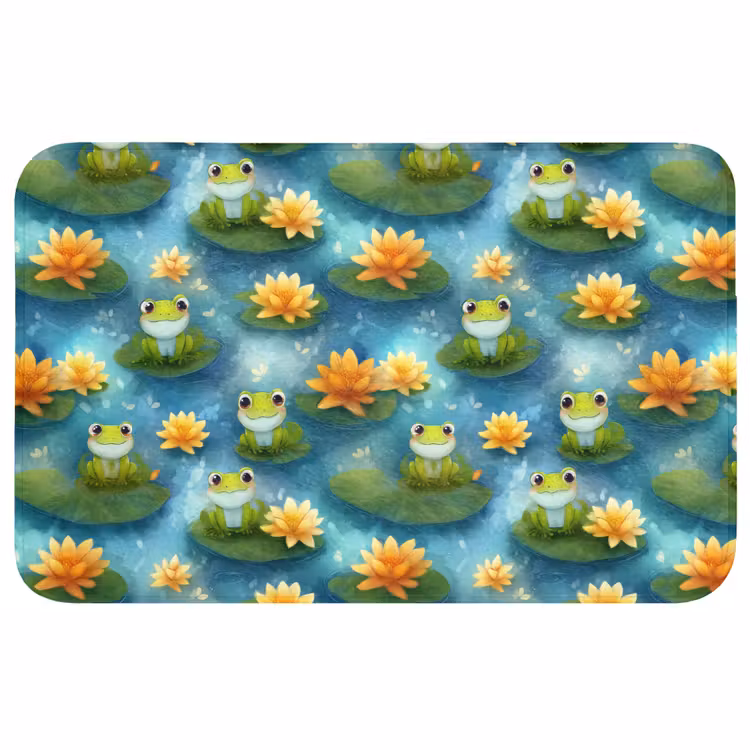 Kikker - Lelies - Groen Badmat middel 997 -3d