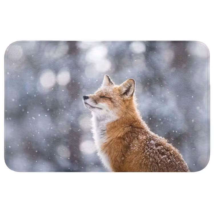 Vos - Sneeuwval - Portret - Winter - Sfeervol Badmat middel -3d