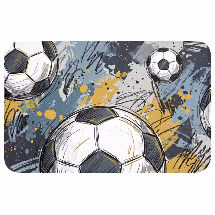 Voetbal - Abstract - Sport - Kleurrijk Badmat middel -3d