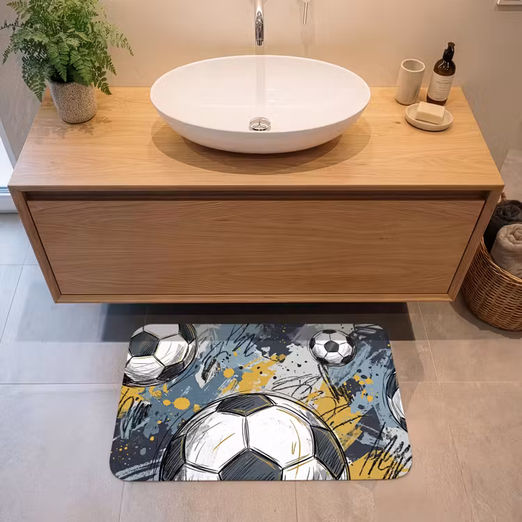 Voetbal - Abstract - Sport - Kleurrijk Badmat middel -sfeer1