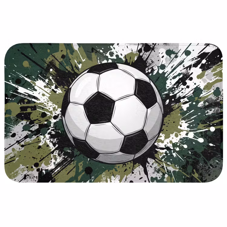Voetbal - Verf - Spetters - Groen Badmat middel -3d