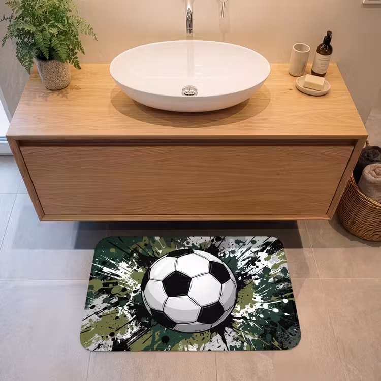 Voetbal - Verf - Spetters - Groen Badmat middel -sfeer1