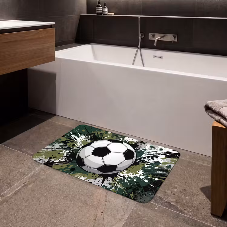 Voetbal - Verf - Spetters - Groen Badmat middel -sfeer3