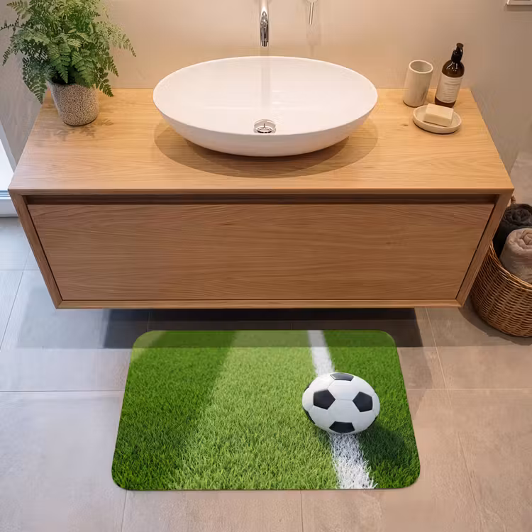 Voetbal - Grasveld - Sport - Groen Badmat middel -sfeer1