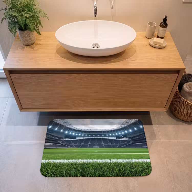 Voetbal - Stadion - Sport - Groen Badmat middel -sfeer1