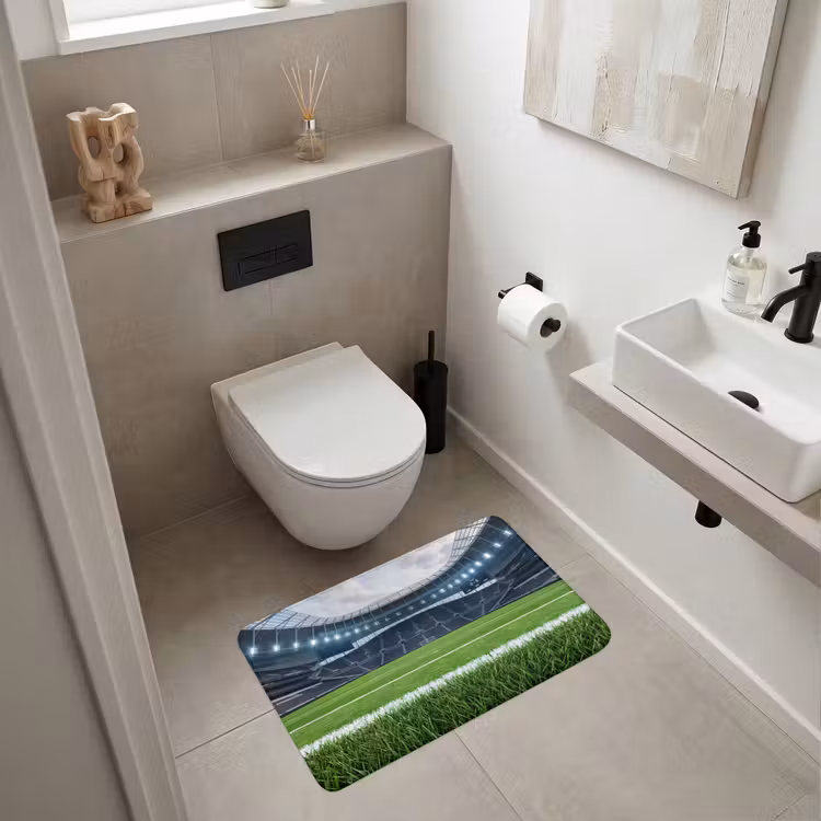 Voetbal - Stadion - Sport - Groen Badmat middel -sfeer4