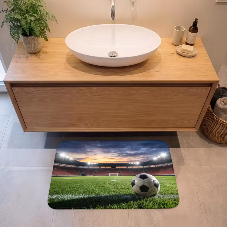 Voetbal - Stadion - Sport - Groen Badmat middel -sfeer1