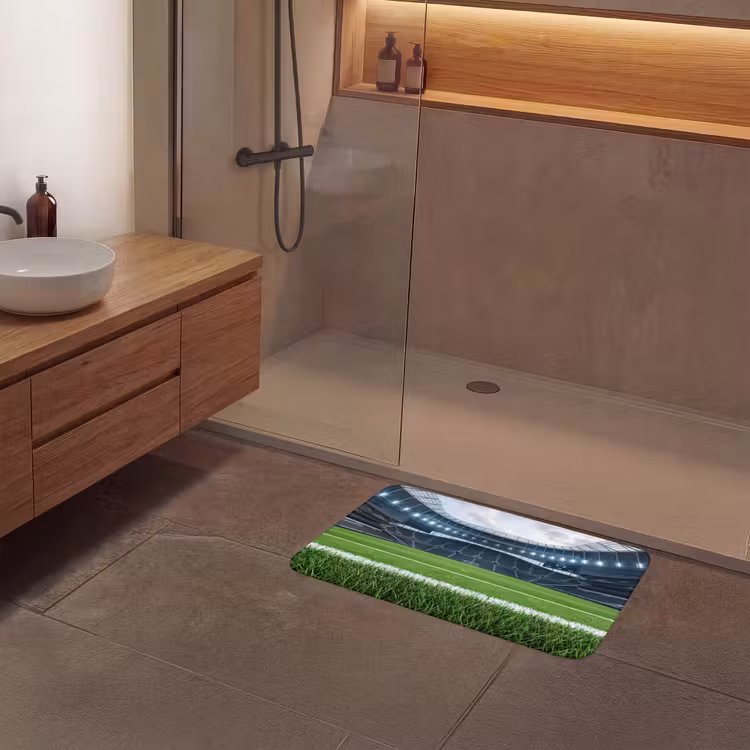 Voetbal - Stadion - Sport - Groen Badmat middel -sfeer2