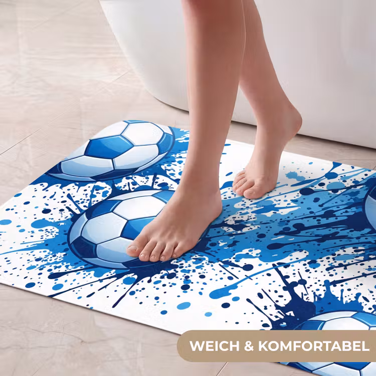 Voetballen - Verf - Sport - Blauw Badmat middel -USP_ZachtDE