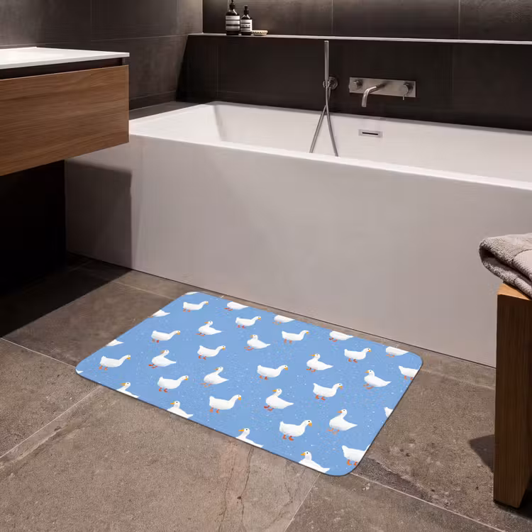 Ganzen - Elegant - Blauw Badmat middel 997 -sfeer3
